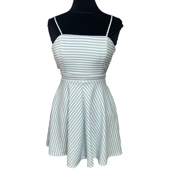 Hutch Anthropologie Blue White Stripe Mini Dress XS - Picture 1 of 11